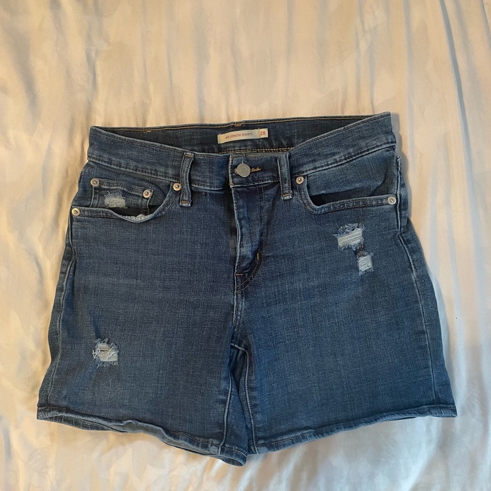 Levis womens denim mid length shorts